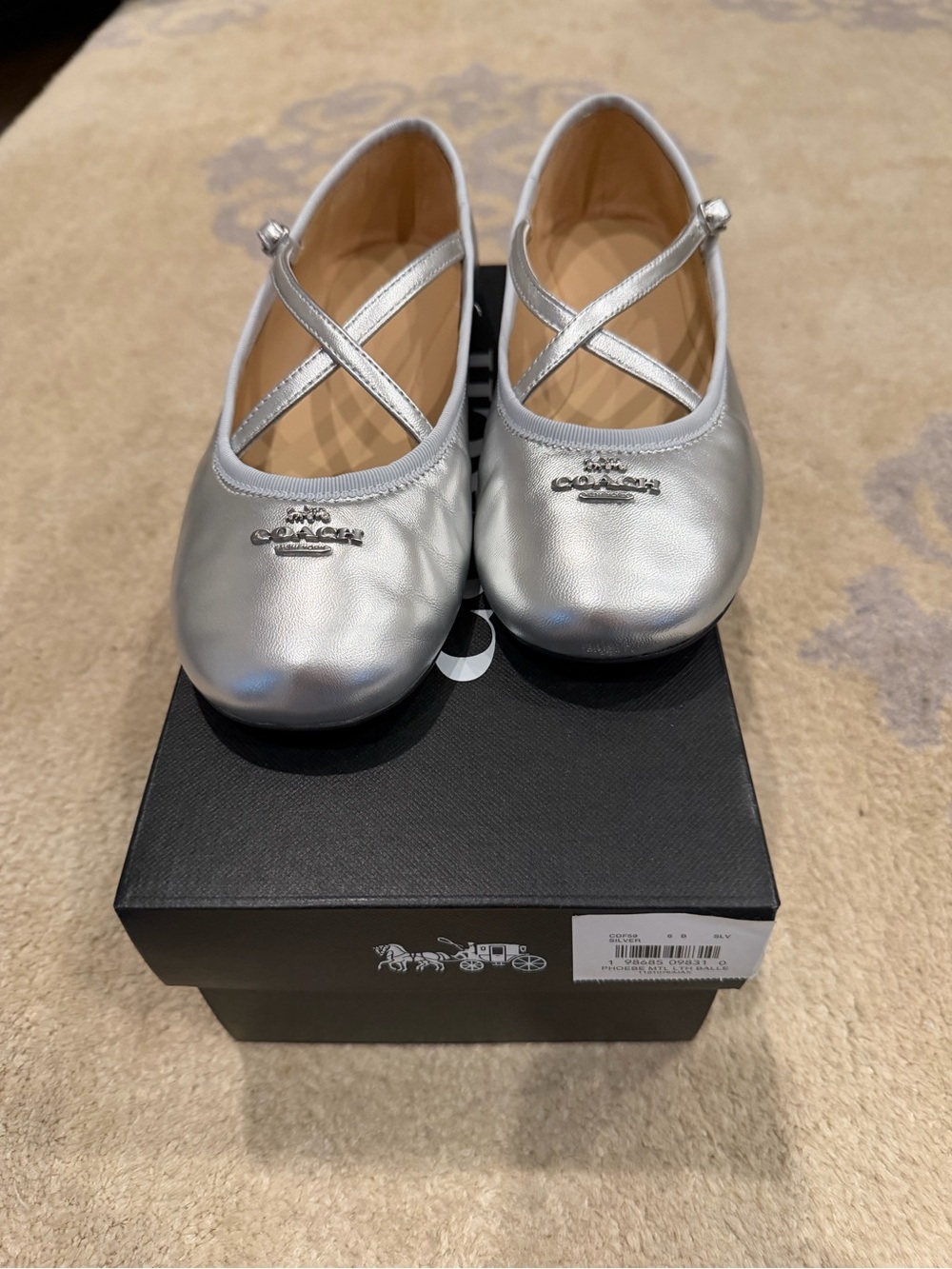 Coach Phoebe Silver Ballet Flats